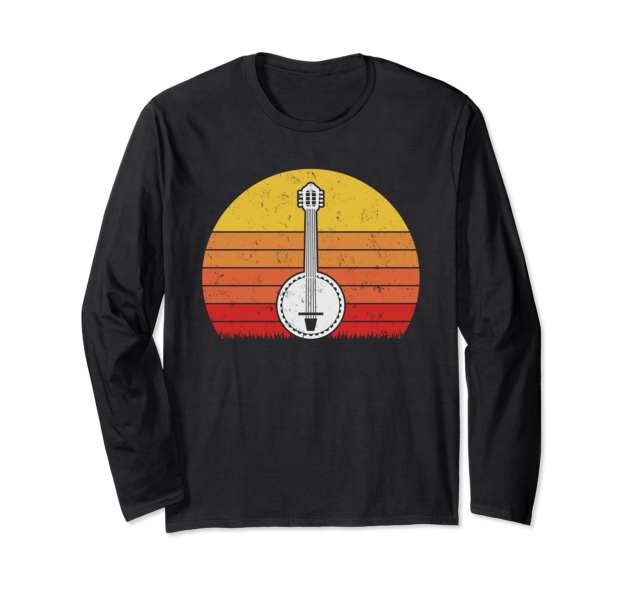 Vintage Banjo Guitar Music Lover Retro Banjo Long Sleeve T-Shirt