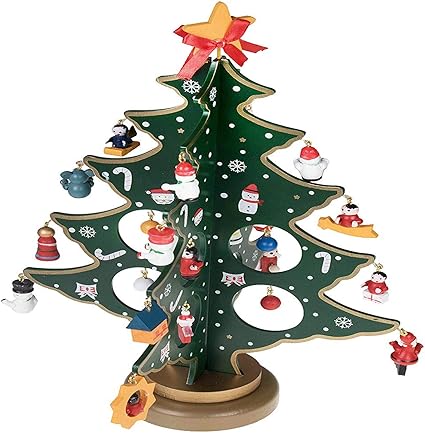 Amazon Com Cubi Wooden Desktop Christmas Tree With Miniature