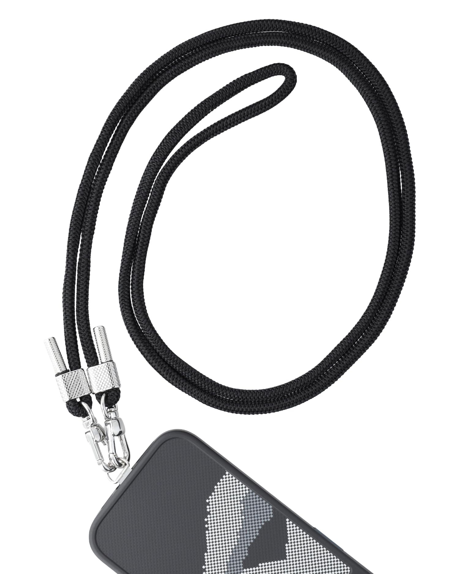 AHABIPERS Crossbody Phone Lanyard Strap with Patch, Adjustable Detachable Universal Nylon Neck Necklace Cell Phone Strap Compatible with Most Phone Cases - Black