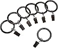 AmazonBasics Curtain Rod Clip Rings for 1" Rod, Set of 7, Espresso Dark Bronze