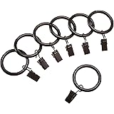 Amazon Basics Curtain Rod Clip Rings for 1" Rod, Set of 7, Dark Bronze (Espresso)