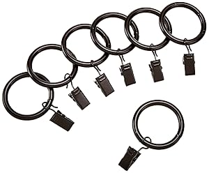 AmazonBasics Curtain Clip Rings for 1" Rod, Set of 7, Dark Bronze