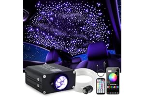 WEBUPAR Starlight Headliner Kit, Twinkle & Sound Activate RGBW 16W Fiber Optic Lights with Bluetooth APP & Remote Control, 300 pcs*0.03in*9.8ft, Star Lights for Home/Car Decor