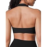 BRXL Women's Halter Adjustable Sports Bras Open Back Padded Workout Gym Yoga Crop Tank Tops