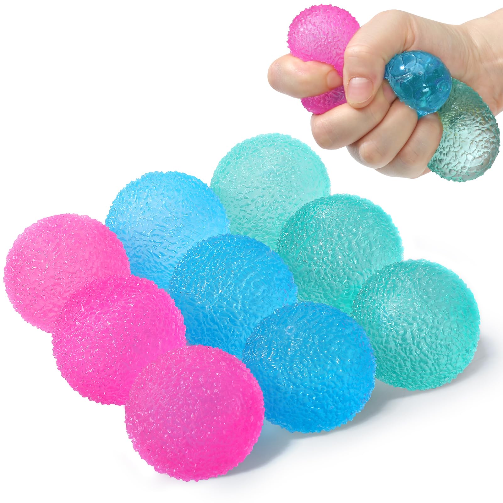 APLIST Textured Mini Stress Balls: 9 Pack High Density Solid Squishy Toys, 1.6" Small Sensory Fidget for Kids Adults, Quiet Anxiety Relief Item for Classroom, Malt Sugar Filled, Prizes for Students
