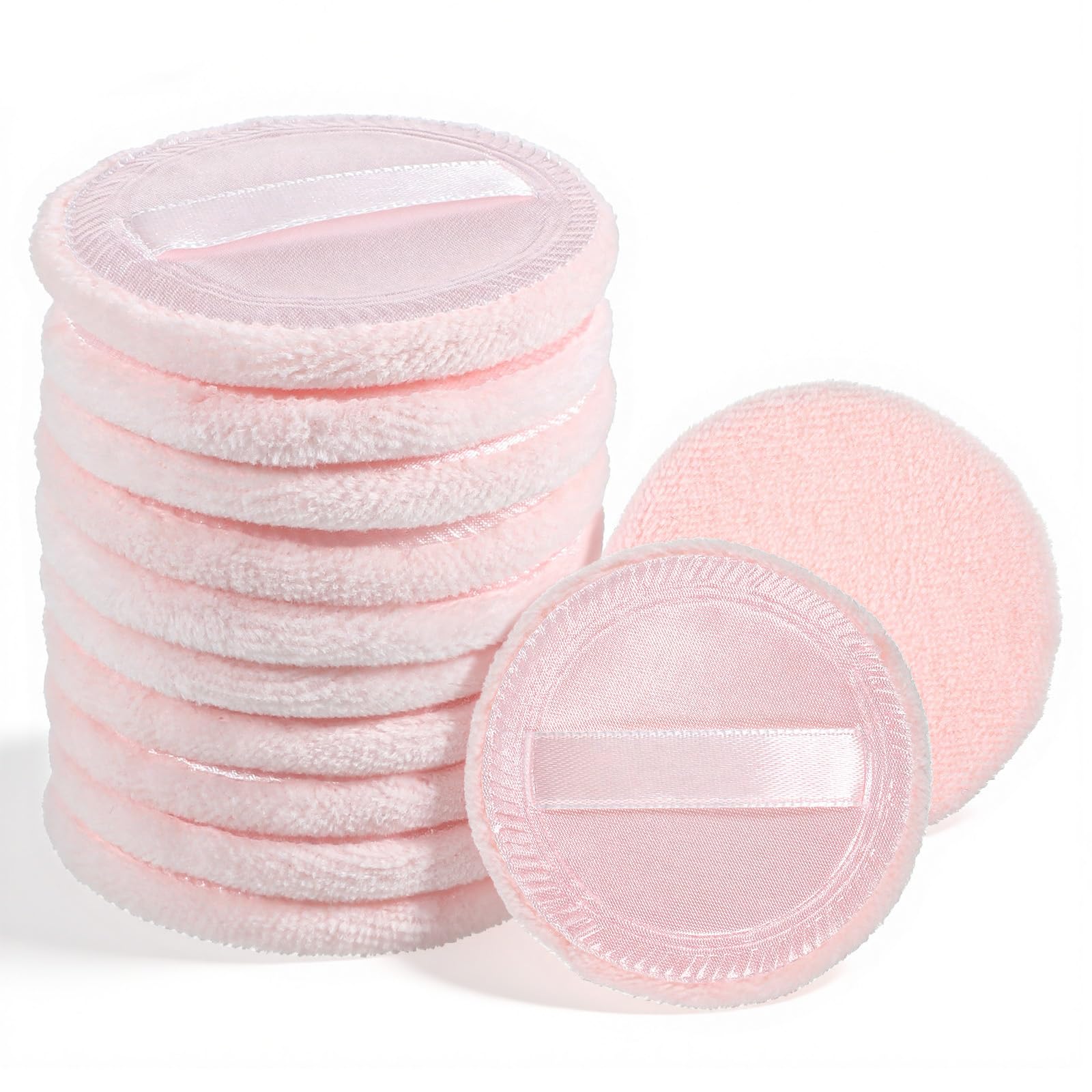 Photo 1 of 12 Pcs Pressed Powder Puffs for Face Powder, 2.36" Soft Cotton Makeup-Powder Face Puff Round Makeup Pads Pink Make up Puffs for Loose-Powder Setting Pressed and Body-Powder