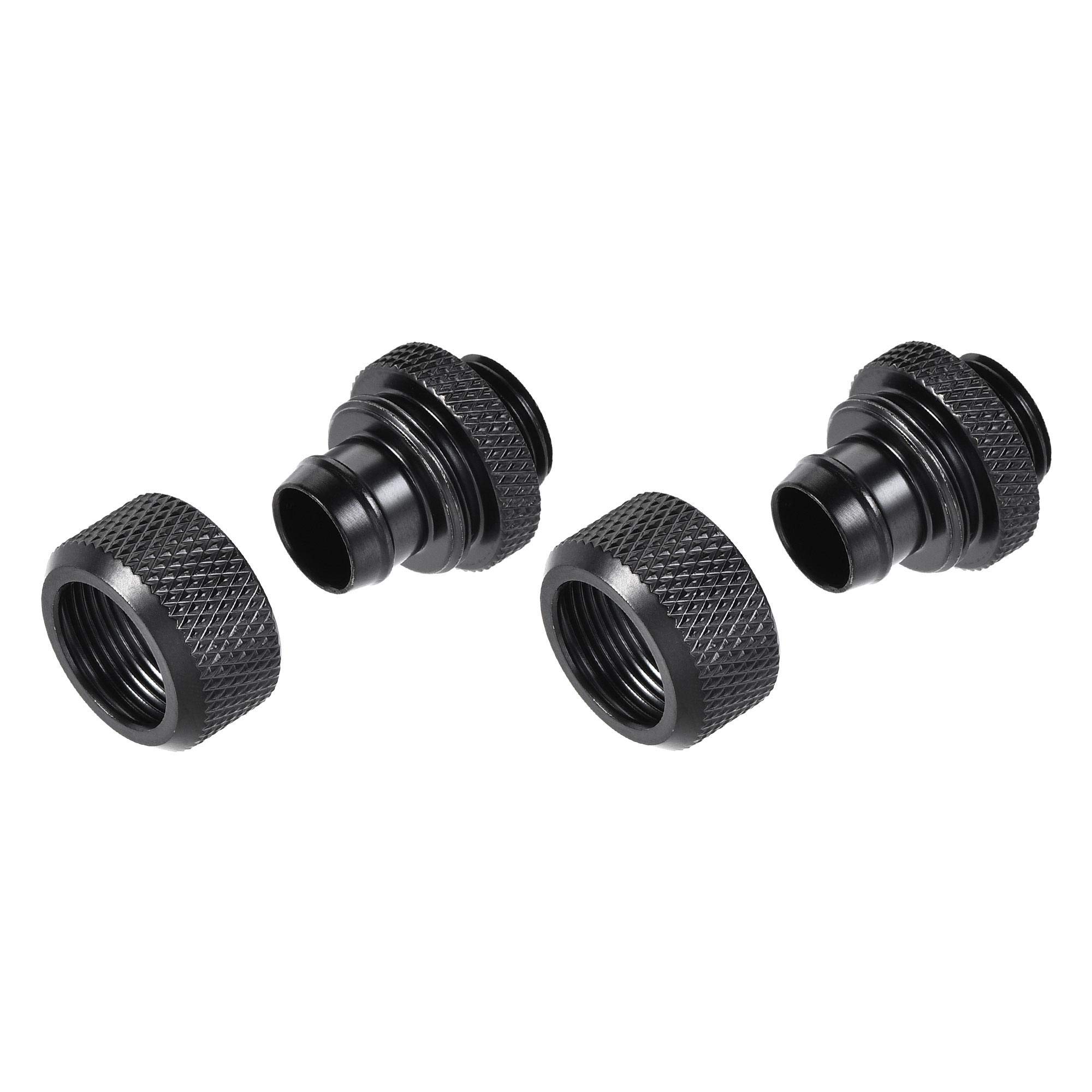 sourcing map Hose Fitting Quick Connector Set G1/4 20x22mm for Water Cooling System Black 2pcs