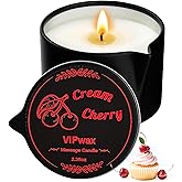 VIPwax Soybean Wax Warming Massage Oil Candle for Stress Relief and Skin Moisturizing, Couples Massage, Romantic Gift SPA for Home Scented Candle Body Oil - Cream Cherry Scent 2.35 OZ