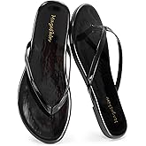 mazeskin Women's Memory Foam Comfortable Flat Thong Sandals Dressy Summer Beach Leather Slide Flip Flops