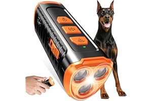 CBERSMG Dog Bark Deterrent Device 3X Anti Barking Device for Dogs, 5 Modes Stop Neighbors Dog Barks No More Safe for All Dogs 50FT Bark Control Indoor Outdoor with Flashlight,Rechargeable Training Device
