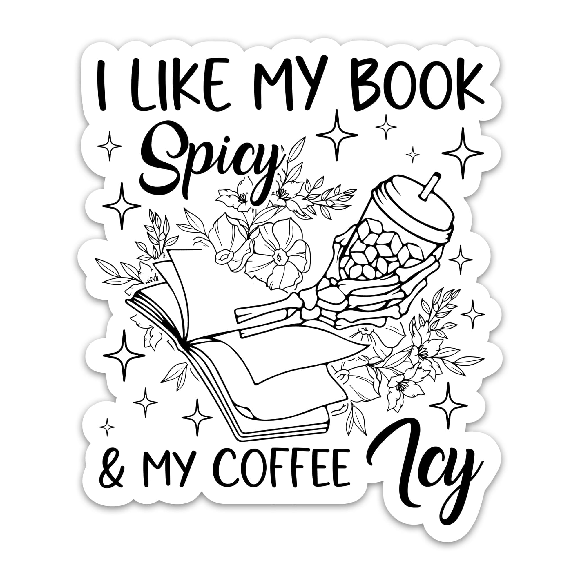 Photo 1 of (3PCs) I Like My Book Spicy and My Coffee ICY Sticker Reading Bookish 3" Stickers, Booktok Skeleton Waterproof Vinyl Stickers for Laptop Tumbler Notebook Water Bottle Decals for Readers 3 Inches