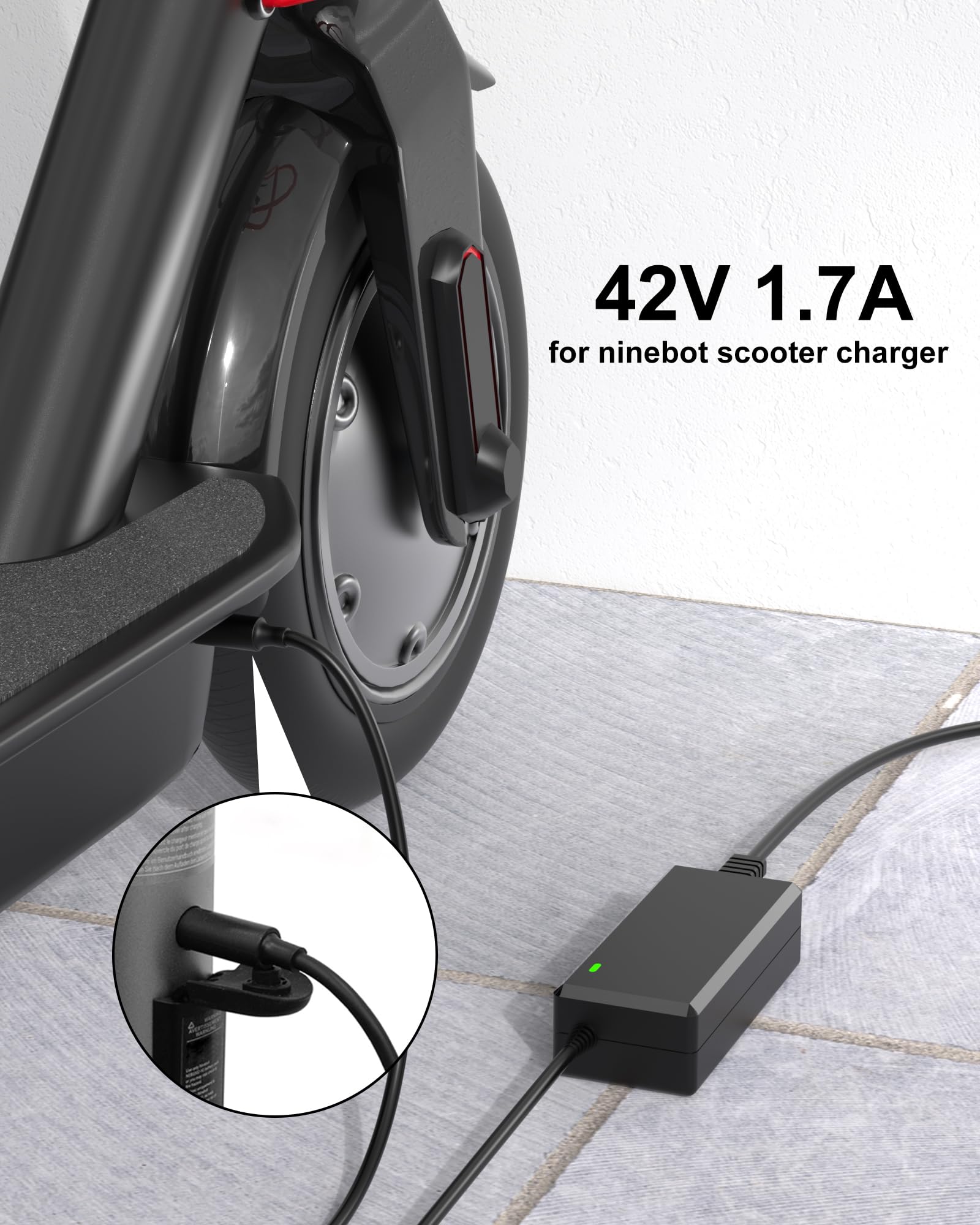 42V 1.7A for Ninebot Scooter Charger Compatible with Ninebot G30LP ES2 ES4 ES1L F20 F30 F40 E22 E25 M365 Pro/Pro2 Lime-S Electric Scooter with 36V Battery for Ninebot Electric Scooter Charger