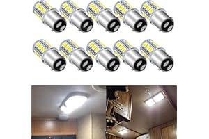 UNXMRFF - Super Bright 1142 BA15D LED Bulbs, 1178 LED 5050 18-SMD White 1076 LED Bulb Replacement for 12V RV Interior Ceiling Dome Light/Travel Trailer/Boat Indoor/Camper Light Bulbs (Pack of 10)