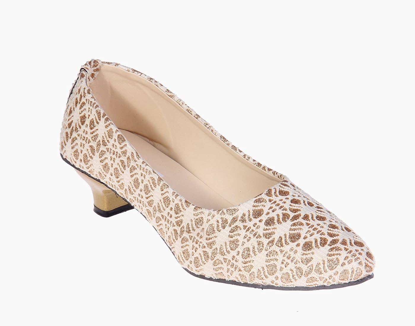goyal cream dimond cut net heels