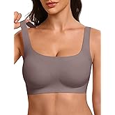 VRVOICE Womens Wireless Jelly Bras No Underwire Support Push Up Removable Straps (U/Cross/Halter) Everyday Sports Bra