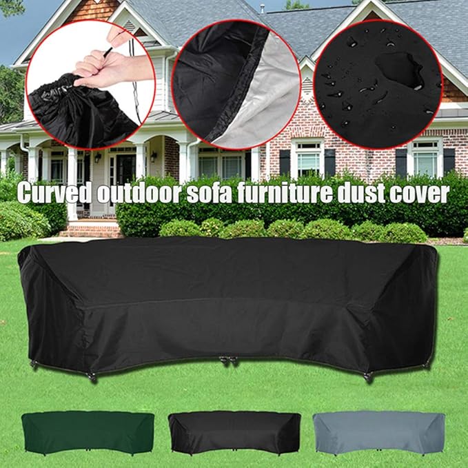 Ldiw Outdoor Furniture Covers Patio Curved Couch Protector Waterproof Garden Furniture Cover For Half Moon Sofa Black 228x116x86cm Sofas