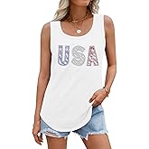 MOUSYA USA Sequin Tank Top Woman Sparkly American Flag Sleeveless Tee Glitter Patriotic Shirts Bling 4th of July Vest Tops