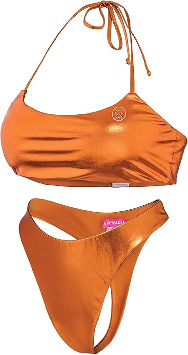 orange high waisted swimsuit