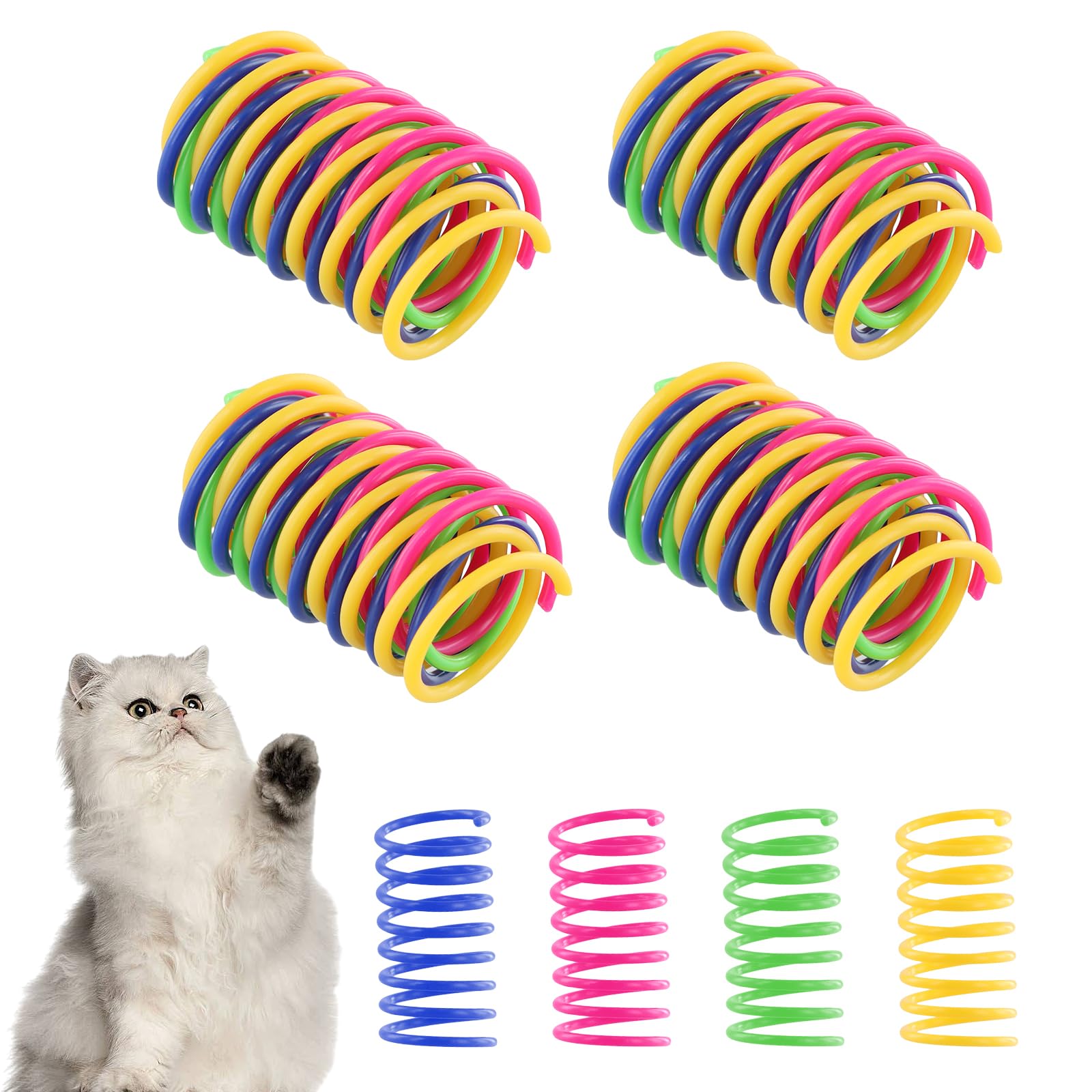 Anseom 16 Pcs Colorful Cat Spring Toys Interactive Cat Tube Toy Indoor Cat Spring Toys to Kill Time and Keep Fit for Kittens Cat Plastic Coil Toy for Swatting Biting Hunting
