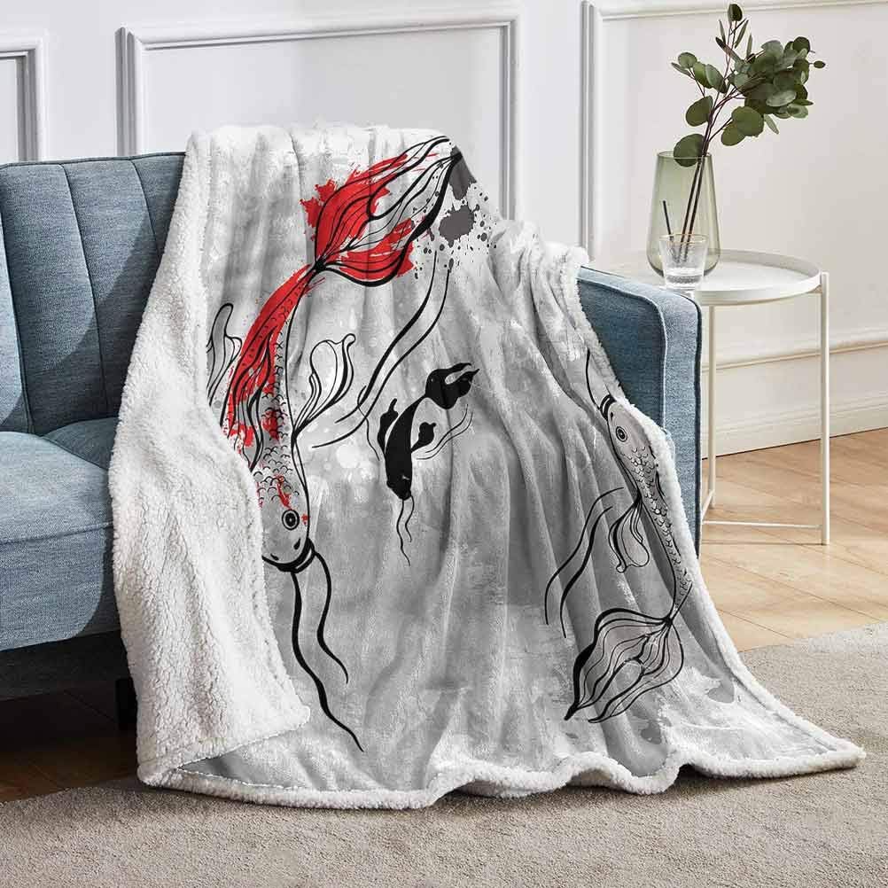 Amazon.com: YUAZHOQI Japanese Soft Micro Fleece Blanket Motley Koi Fish