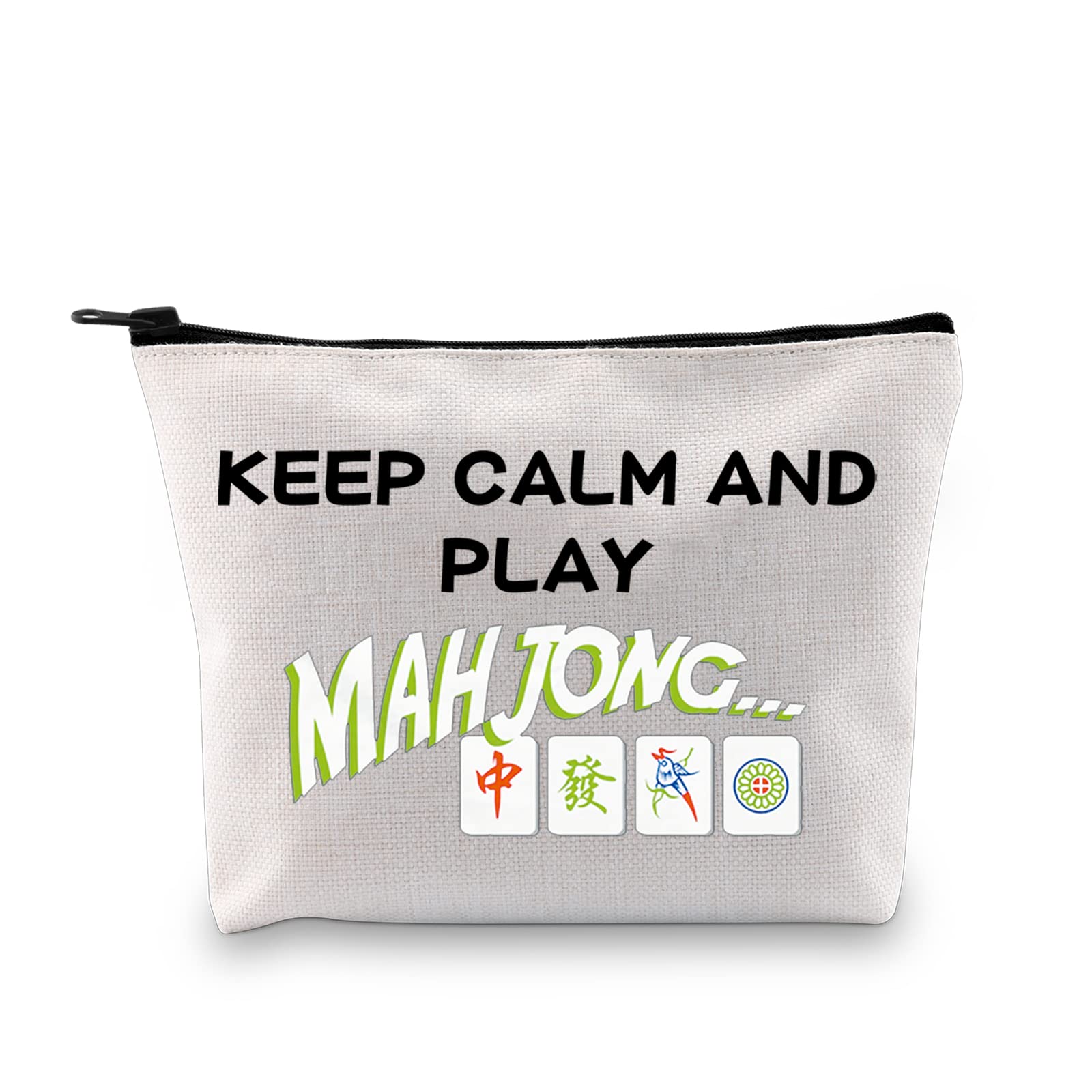 Funny Mahjong Bag Keep Calm and Play Mahjong Cosmetic Bag Mahjong Pouch Gift for Mahjong Fans