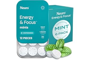 NEUROGUM Neuro Energy Caffeine Mints (72 Pieces) - Sugar Free with L-theanine + Natural Caffeine + Vitamin B12 & B6 - Nootropic Energy & Focus Supplement for Women & Men - Keto & Vegan, Wintergreen Flavor