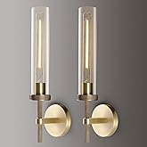 ZHTIECHUI Brass Knurled Wall Sconce 20", Bathroom Wall Sconce Set of Two,Glass Tube Brass Sconces Wall Lighting,Bathroom Scon