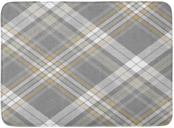 Grau karierte Badezimmerteppiche, nahtloses Plaidmuster Grau und Weiß