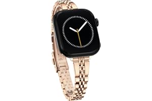 Thin Watch Band for Apple Watch Series 11, 10, 9, 8, 7, 6, 5, 4, 3, 2, 1 and SE 3/2/1 for Women, Dressy Stainless Steel Metal