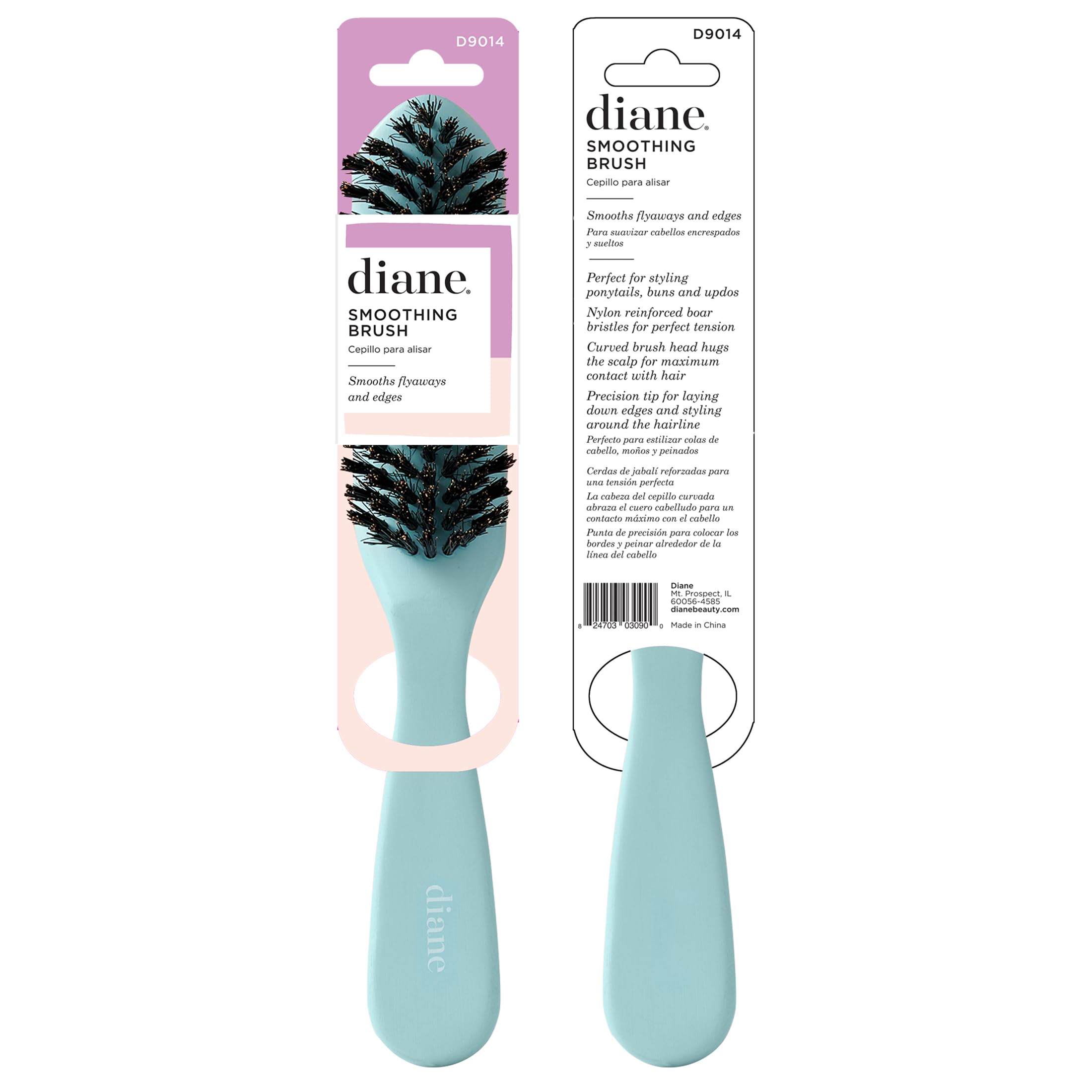 Diane 100% Boar Smoothing Hair Brush for Smoothing Frizz and Flyaways, Laying Down Hair Edges and Taming Baby Hairs - Use for a Glossy Finish on Ponytails, Buns and Updos