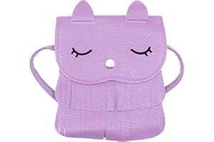 ZGMYC Cat Tassel Shoulder Bag Small Coin Purse Crossbody Satchel for Kids Girls, Purple (5.1'' X 5.9'')