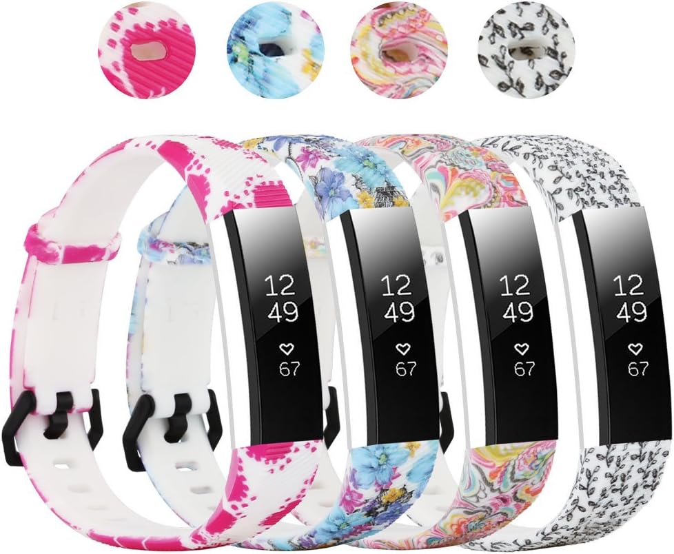 honecumi Floral Pattern Bands Compatible with Fitbit Alta/Alta hr Wristband Replacement Accessory-Exchange Watch Band for Men&Women Colorful Stripe Printing Straps
