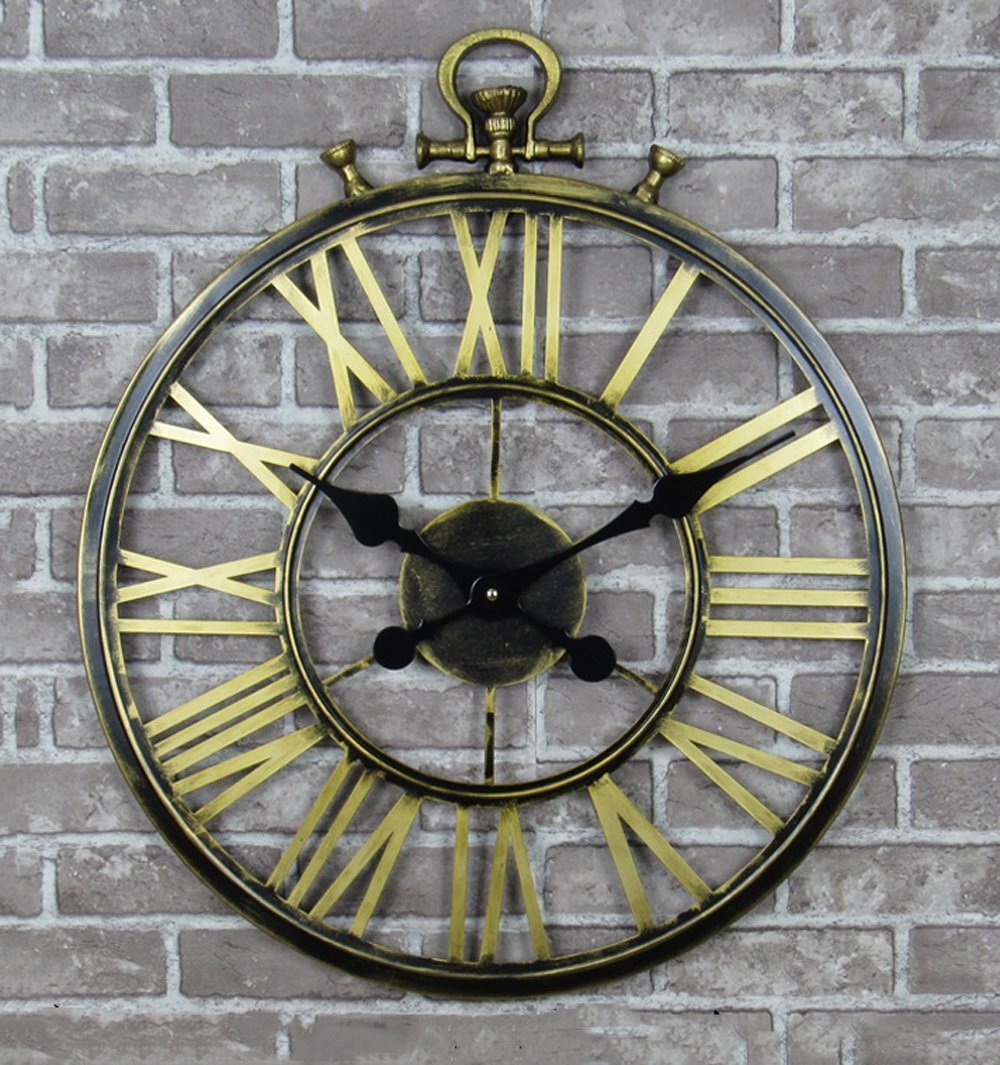 直営店に限定 懐中時計 金属 壁時計 ミュート Zhenai レトロ B07bqrcx14 51x59cm 背景壁 時計と時計 鉄 壁掛け 置き時計掛け時計 Www Prm Org Do