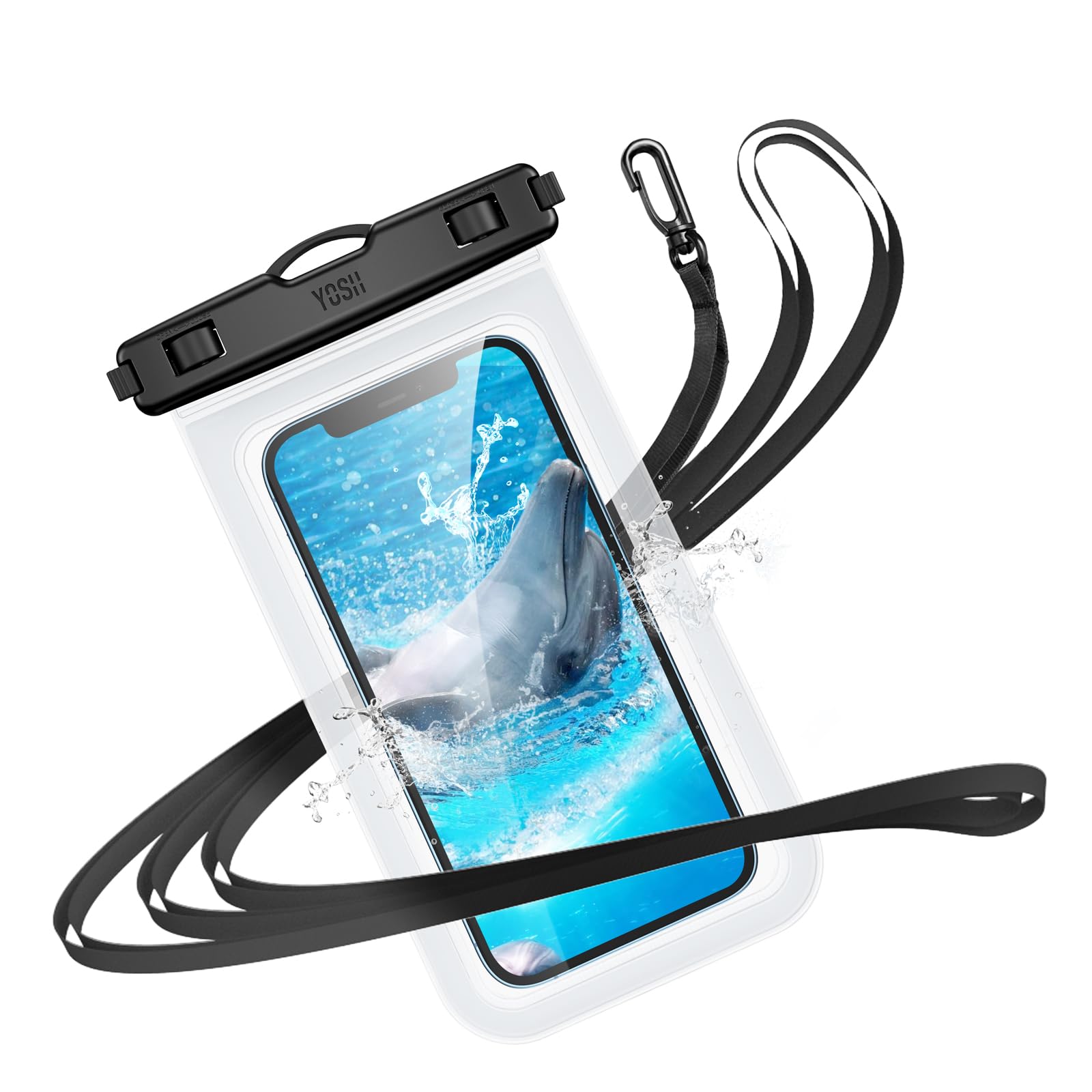 YOSH IPX8 Waterproof Phone Pouch with Lanyard, Phone Waterproof Pouch Bag Case for Swimming Snorkeling Dustproof for iPhone 16 15 14 13 12 11 Pro Max Samsung S24 S23 Huawei Xiaomi up to 7.0"