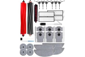 YIVY 30 Pack Accessories Kit for Roborock S8 MaxV Ultra/S8 Max Ultra Robot Vacuum Cleaner, 2 Main Brushes, 6 Activated Carbon Dust Bags, 4+4 Mop Cloths, 4 HEPA Filters, 6 Side Brushes,1 Self-Cleaning Brush