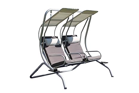 Leco Duo-Schaukel Modena Hollywoodschaukel, Anthrazit, Lichtgrau, Breite Tiefe 138 cm Höhe: ca. 170 cm