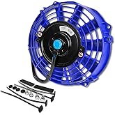 DNA MOTORING 7" High Performace Electric Cooling Slim Radiator Fan w/Mounting Kit (Blue)