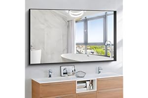 DESBING 60 x 36 Inch Black Bathroom Vanity Mirror, Matte Black Wall Mirror with Metal Frame, Decorative Rectangular Vanity Mirror for Bedroom Bathroom Living Room Entryway (Horizontal/Vertical)