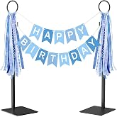 niffgaff 2 Pack Tabletop Banner Stands with Round Rings, 19-27 Inch, Black | 201 stainless steel | 19-27 in adjustable height | For banners, wreaths, garlands and lights | EVA-padded bases | Black