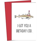Heollaok Funny Birthday Card for Him Her, Hilarious Fish Birthday Card for Dad, Grandpa, Uncle, Husband, Friend, I Got You A Birthday Cod