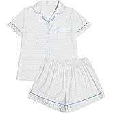 Fhykiss Women's 2 Piece Pajama Set Loungewear Pajamas Cute Pjs Sets Sleepwear Button Down Lounge Sets Soft Preppy Y2k