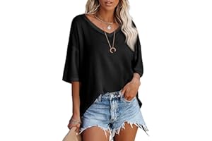 SHEWIN Womens T Shirts Casual Waffle Knit Tops for Women Short Sleeve V Neck Tshirts Summer Tops