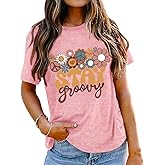 Stay Groovy Shirt for Womens:Hippie 70s T-Shirt Cute Hippie 70s T-Shirt Casual Short Sleeve Tee Tops