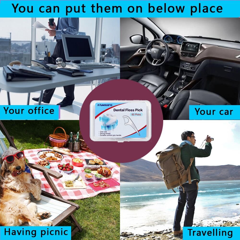 FAMILIFE Dental Floss Picks 240 Picks Threader Flosser with 4 Travel Cases, flossing: Beauty