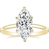 RYANEE Marquise Engagement Ring for Women, 9ct 18K Gold Plated Solitaire Promise Ring with Cubic Zirconia in Sterling Silver