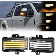 Aexploer Side Tow Mirror Turn Signal LED Lights Compatible with F150 2015-2022 for F250 F350 F450 2017-2022 White Daytime Running &Yellow Dynmaic Sequential Blink Turn Marker Lamp (Clear Len)