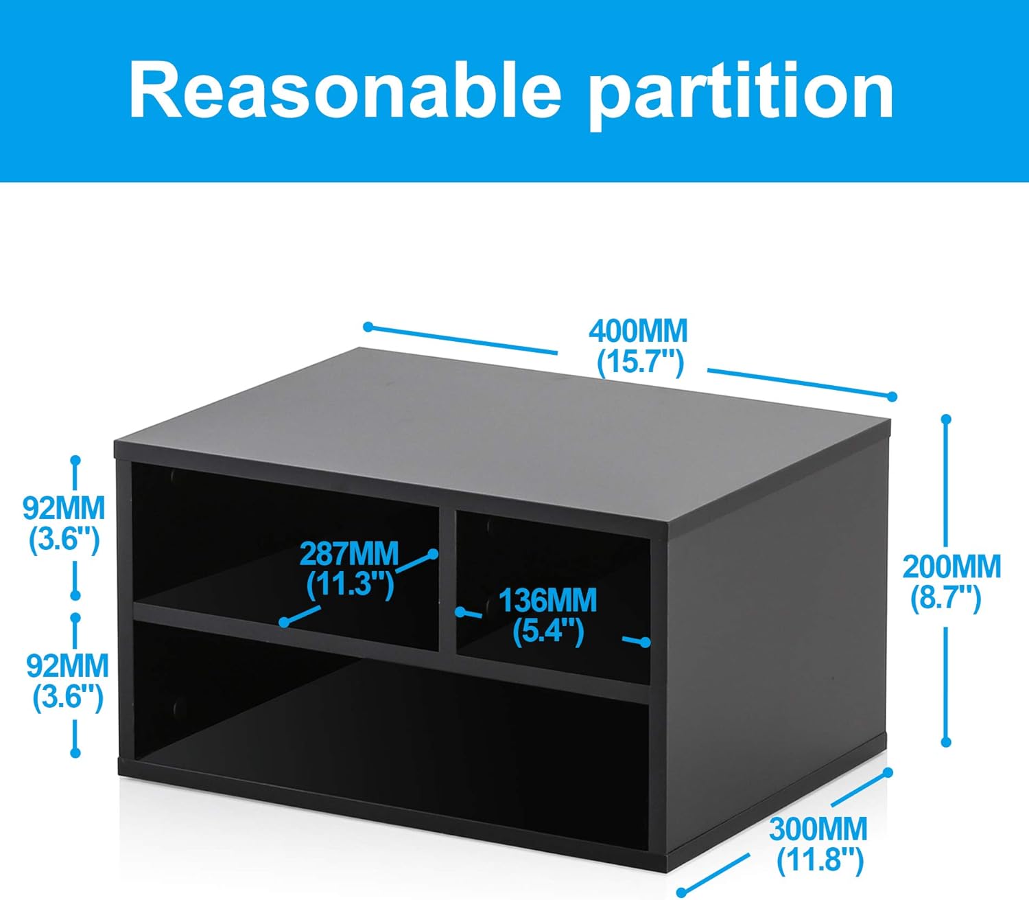 FITUEYES Wood Printer Stands with Storage, Workspace Desk Organizers for Home & Office, Black, DO304001WB : Office Products