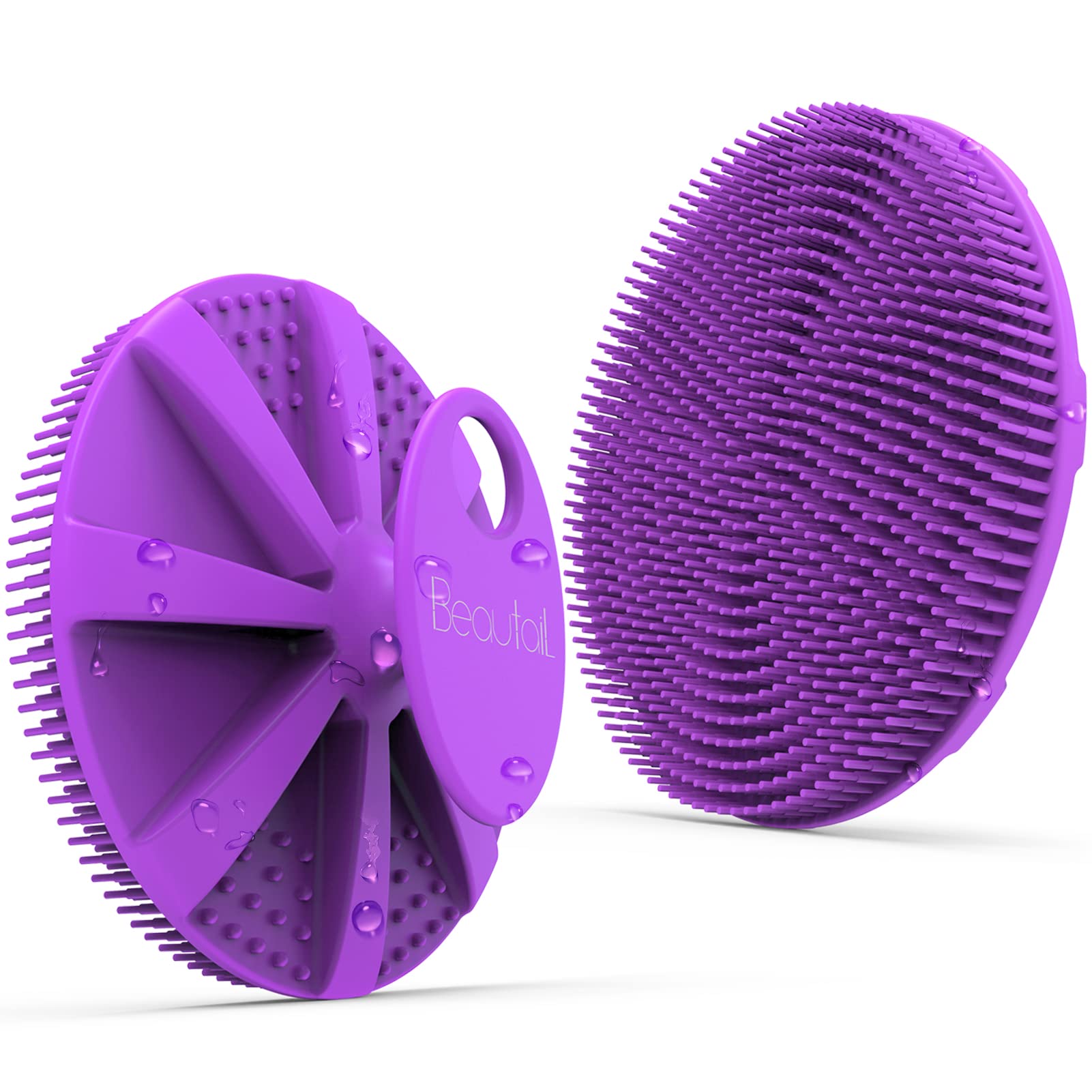 Silicone Body Scrubber, BEAUTAIL Shower Bath Scrubber, More Hygienic Than Traditional Loofah, Lather Nicely, Long Lasting, Gentle Exfoliating Brush for Women Men Baby Sensitive Skin, 1 Pack, Purple
