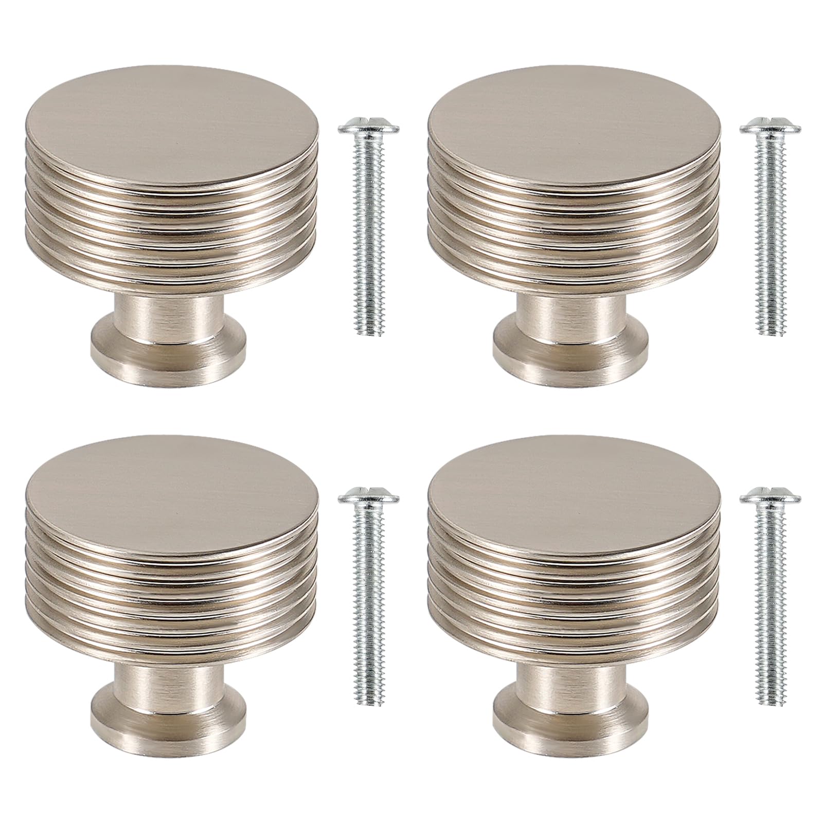 TRIXES 4PK Matte Silver Drawer Knobs - Decorative Cabinet Drawers Bureau Wardrobe Handles Hardware - Perfect for DIY Projects, Kitchen Bathroom Bedroom Study Office Upcycling Accessories