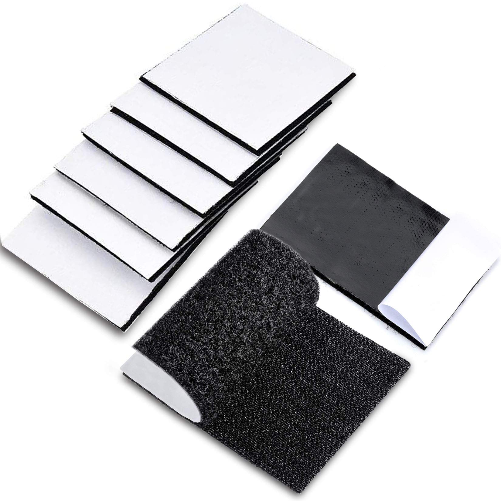 TEUVO 6 Pairs Sticky Pads, 11CM Wide and 15CM Long Hook and Loop Tape with Adhesive for Crafting DIY, Home and Office Applications of Fixing, Mounting and Hanging